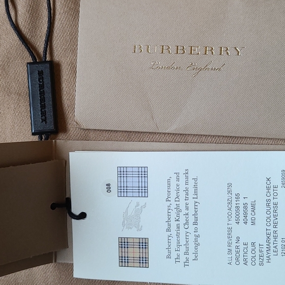 Burberry Haymarket colors check leather Mid camel reverse tote - Picture 9 of 16